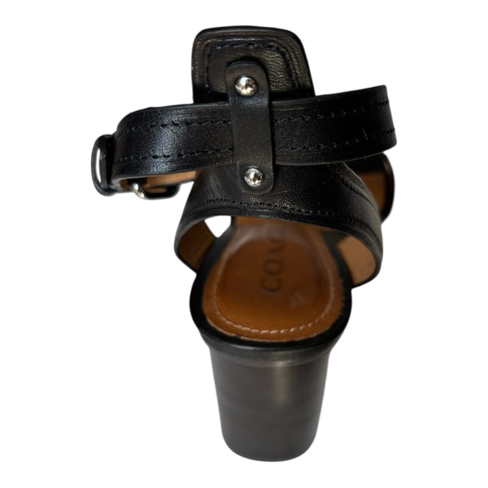 Coach Paige Leather 3” block Heel Open Toe Black snakeskin pattern | Size 8 B - Picture 5 of 14